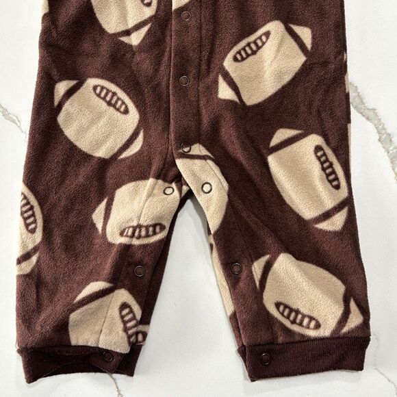 Carter’s | Boys Brown Football Baby Fleece Romper Sleeper 6M - Picture 5 of 12